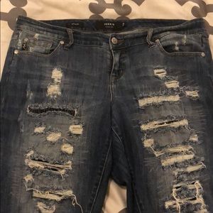 Distressed boyfriend jeans